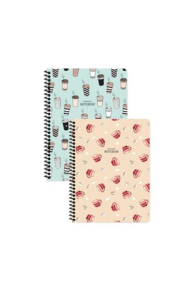 Keskin Colors Keskin Color Coffee Striped Notebook Set (Piece of 2) |   16.5 X 22.5cm |   Spiral – 80 Sheets
