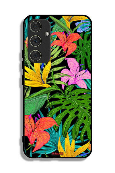 Tolwak غطاء حماية لهاتف سامسونج جالاكسي A54 5G بنقشة زهور استوائية وأوراق شجر