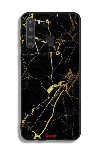 Tolwak Samsung Galaxy A21 Protective Case Cover Crack Marble