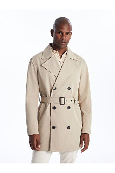LC Waikiki Bej Slim Fit Ceket Yaka Erkek Trençkot