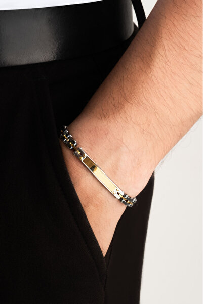 So CHIC... Sparta Gücü Sarı Kaplama Çelik Erkek Bileklik