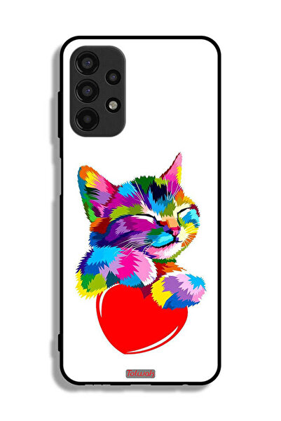 Tolwak Samsung Galaxy A13 4G Protective Case Cover Colourful Kitten