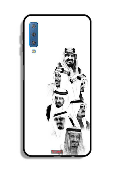 Tolwak غطاء حماية لهاتف سامسونج جالكسي A7 (2018) - فن ملوك السعودية - أبيض وأسود