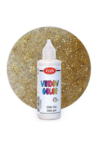 Viva Decor Window paint, with applicator, VIVA DECOR, 90ml Gold glitter