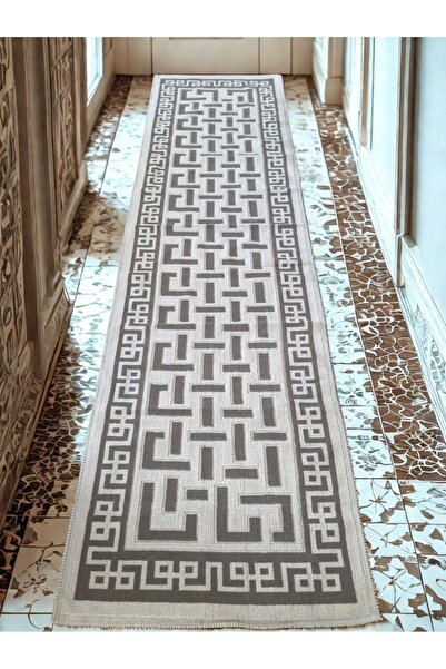 Mandaş Pamuklu Bukle Lüks Kilim, Yolluk (80x300)-Luma Kreme Kahve