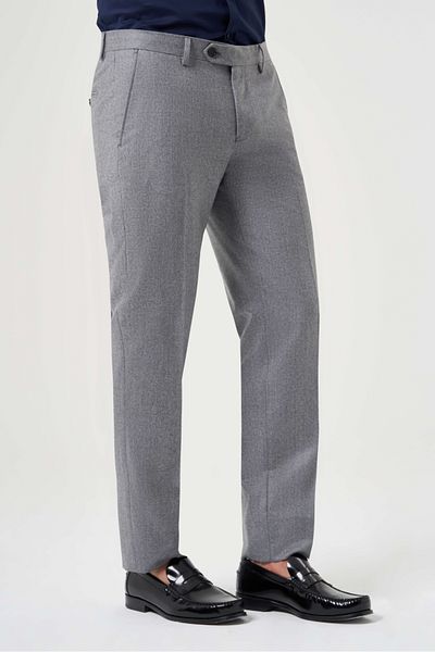 Bisse Regular Fit Plain Woven Flannel Gray Classic Men's Trousers