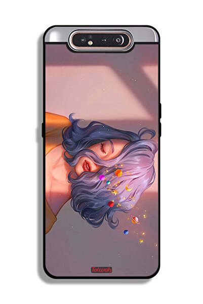 Tolwak Samsung Galaxy A80 Protective Case Cover Girl And Space Art