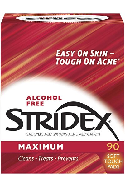 Stridex علاج حب الشباب الخالي من الكحول، ذو ملمس ناعم، 90 قطعة قطنية