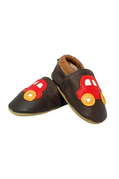 Kidohug Papuci de interior baieti Kidohug, Piele naturala, Talpa flexibila pentru primii pasi