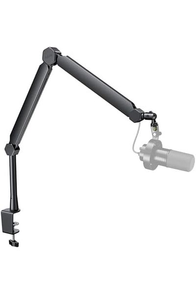 Fifine Mic Boom Arm, Microphone Stand with Cable Management Channels, Extension Tube, Desk Clamp, Th