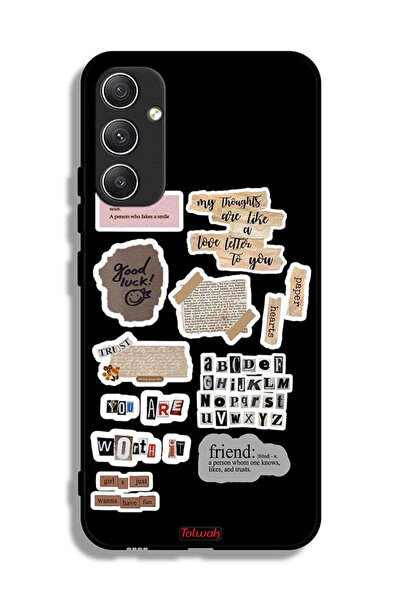 Tolwak غطاء حماية لهاتف سامسونج جالاكسي A34 5G، ملصقات عبارات الحظ السعيد