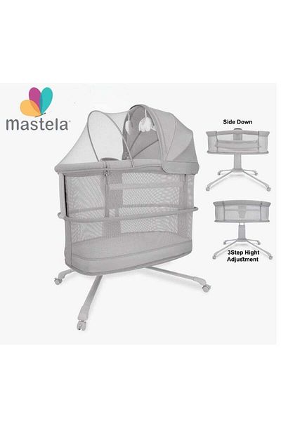 BabyCara Auto Swing Mastela Dream Starlight Baby Bassinet Bedside Crib with Mosquito Net Birth+ to 12Months