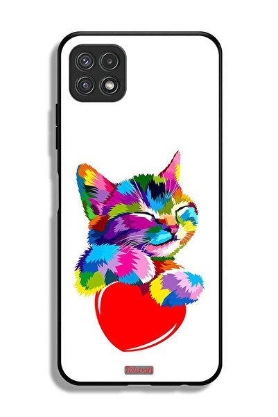 Tolwak Samsung Galaxy A22 5G Protective Case Cover Colourful Kitten