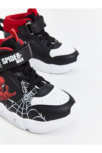 LC Waikiki Siyah Spider-Man Baskılı Tabanı Işıklı Erkek Bebek Spor Ayakkabı