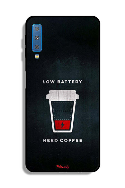 Tolwak غطاء حماية لهاتف Samsung Galaxy A7 (2018) - بطارية منخفضة - تحتاج إلى قهوة