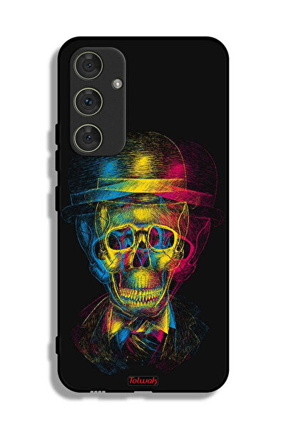 Tolwak غطاء حماية لهاتف سامسونج جالاكسي A54 5G بتصميم جمجمة وقبعة ملونة وفن خ...