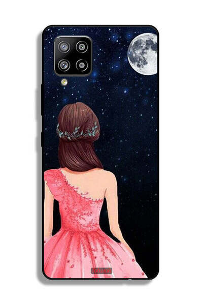 Tolwak Samsung Galaxy M42 5G Protective Case Cover Girl And Moon Art