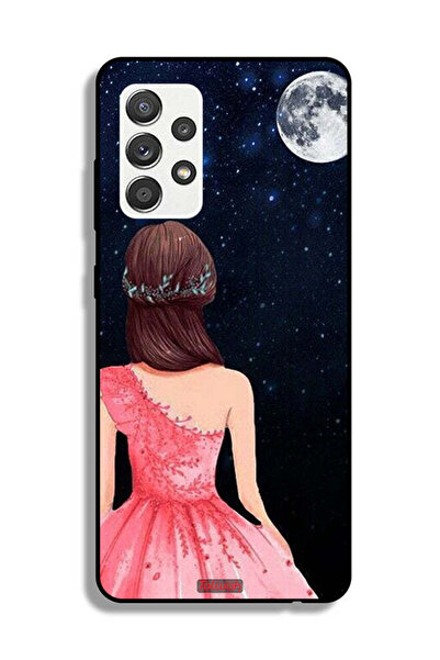 Tolwak Samsung Galaxy M32 5G Protective Case Cover Girl And Moon Art