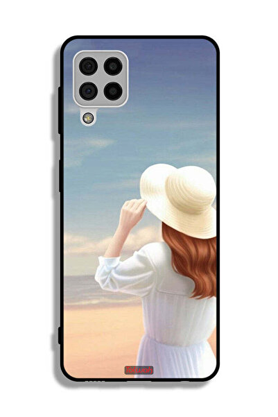Tolwak Samsung Galaxy A22 4G Protective Case Cover Hat Girl Standing