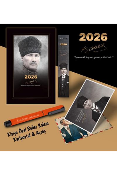 Mor kelebek Химикалка с отметки и картички с Дневен ред на командира Ататюрк за 2026 г. - оранжева