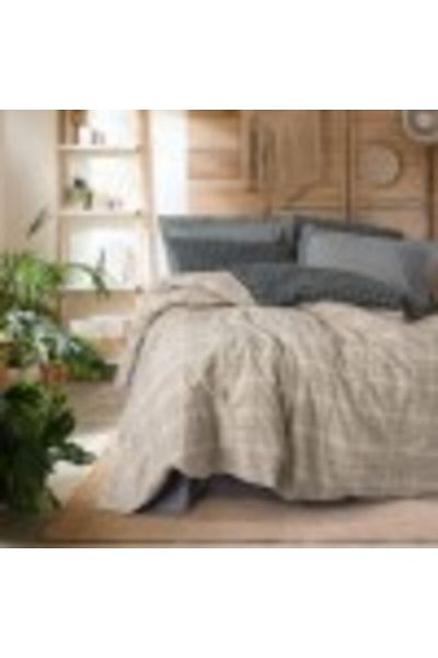 Cotton Box Lenjerie flanel pat dublu, cearceaf pilota 200x220cm, Warm, Siiras Gri/Bej