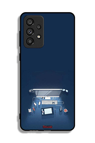 Tolwak غطاء حماية لجهاز Samsung Galaxy A73 5G بتصميم فني على مكتب الكمبيوتر
