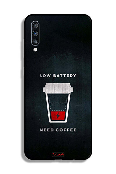 Tolwak غطاء حماية لهاتف Samsung Galaxy A70 - بطارية منخفضة - تحتاج إلى قهوة