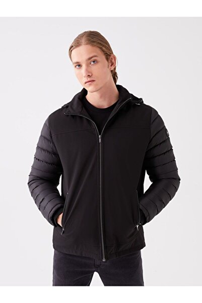 LC Waikiki سترة منتفخة بغطاء للرأس للرجال باللون الأسود