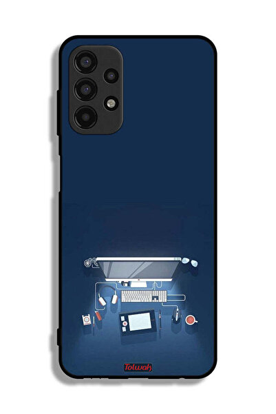 Tolwak غطاء حماية لهاتف سامسونج جالاكسي A13 4G بتصميم فني على شكل مكتب كمبيوتر