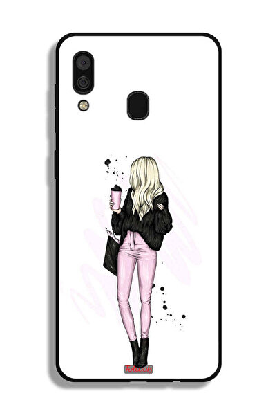 Tolwak Samsung Galaxy A30 Protective Case Cover Girl Holding Coffee Cup Art