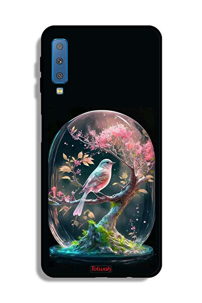 Tolwak غطاء حماية لهاتف Samsung Galaxy A7 (2018) بتصميم Bird In Jarr