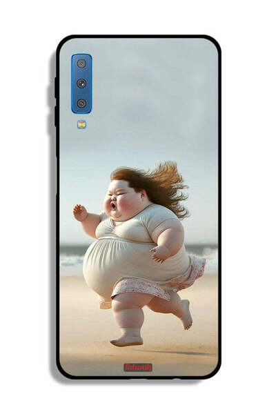Tolwak غطاء حماية لهاتف Samsung Galaxy A7 (2018) بتصميم فتاة سمينة تركض
