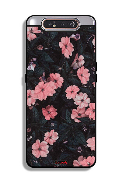 Tolwak غطاء حماية لهاتف سامسونج جالكسي A80 - لون الخوخ والورود الصغيرة