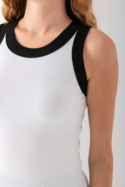 lidya lingerie Loly Women's Black and White Striped Cotton Halter Neck Basic Undershirt 3002