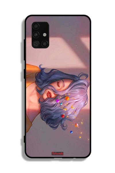 Tolwak Samsung Galaxy A51 4G Protective Case Cover Girl And Space Art
