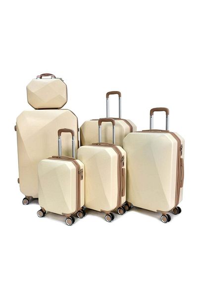 MORANO Morano 6-Piece Spinner Luggage Set, Khaki Beige (32-28-24-20-16-12 Inches)