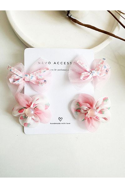 NevoAccessory Children's Strawberry and Bow Patterned 2-Piece Set Buckle Set