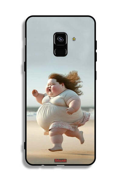 Tolwak غطاء حماية لهاتف Samsung Galaxy A8 Plus (2018) بتصميم فتاة سمينة تركض