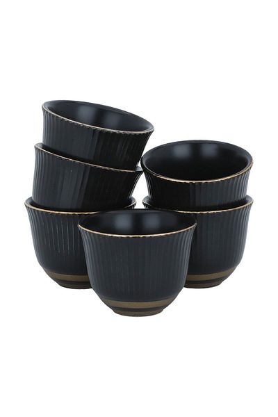 Bien Servi 6-Piece High Quality Cawa Cup Set Black 60ml