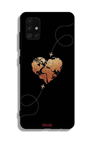 Tolwak Samsung Galaxy A51 4G Protective Case Cover Airplanes Touching Heart