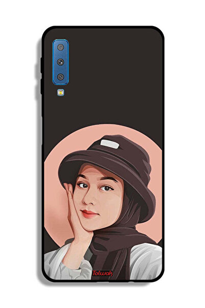 Tolwak غطاء حماية لهاتف Samsung Galaxy A7 (2018) بتصميم فتاة قبعة لطيفة ورسم فني