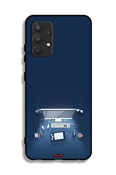 Tolwak غطاء حماية لهاتف سامسونج جالاكسي A32 4G بتصميم فني على مكتب الكمبيوتر