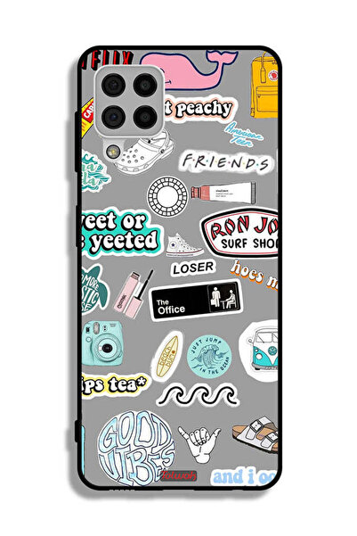 Tolwak Samsung Galaxy A22 4G Protective Case Cover Good Vibes Stickers
