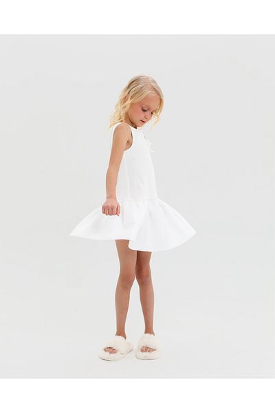 Katee's Kids Girls' White Puff Skirt Mini Dress – 100% Cotton