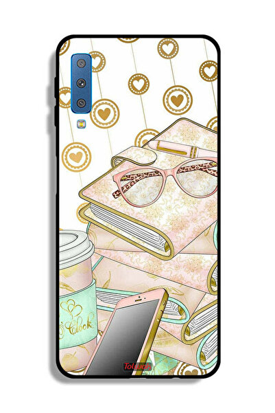Tolwak غطاء حماية لهاتف Samsung Galaxy A7 (2018) بتصميم نظارات على الكتب
