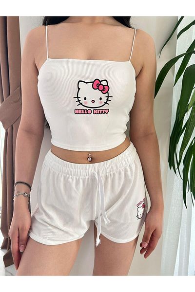 Wisevelya Σετ πιτζάμες Hello Kitty Strap Crop και σορτς