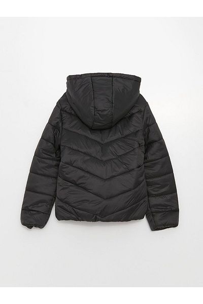 LC Waikiki Black Hooded Basic Girl's down Jacket