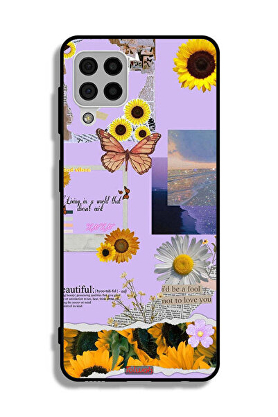 Tolwak Samsung Galaxy A22 4G Protective Case Cover Beautiful Sunflower Stickers