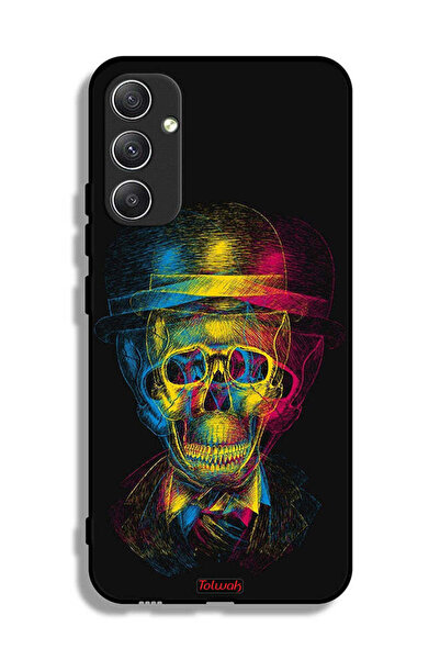 Tolwak غطاء حماية لهاتف سامسونج جالاكسي A34 5G بتصميم جمجمة وقبعة ملونة وفن خ...