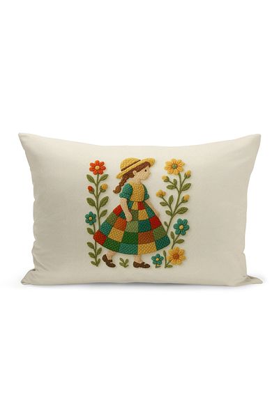 Bertille Home Husă de pernă imprimată digitală pe două părți (aspect de model de broderie Punch/Punch)